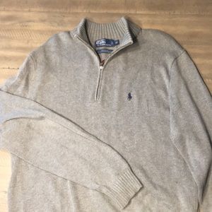Grey POLO by Ralph Lauren 3/4 zip sweater
